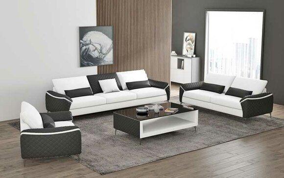 Weiß Sofagarnitur Couchgarnitur Ledersofa Sofa Komplette Wohnzimmer