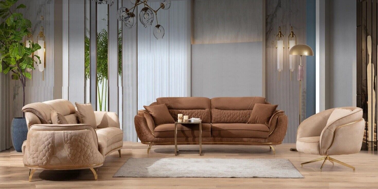 Sofagarnitur in Italienischem Stil Komplett Set 3+3+1+1 Sitzer Garnitur