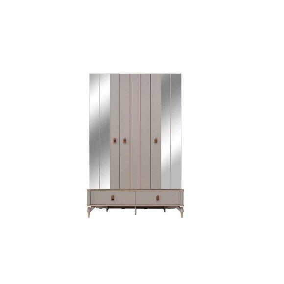 Luxus Kleiderschrank Kinderschrank Holzschrank Schrank Beige Spiegel