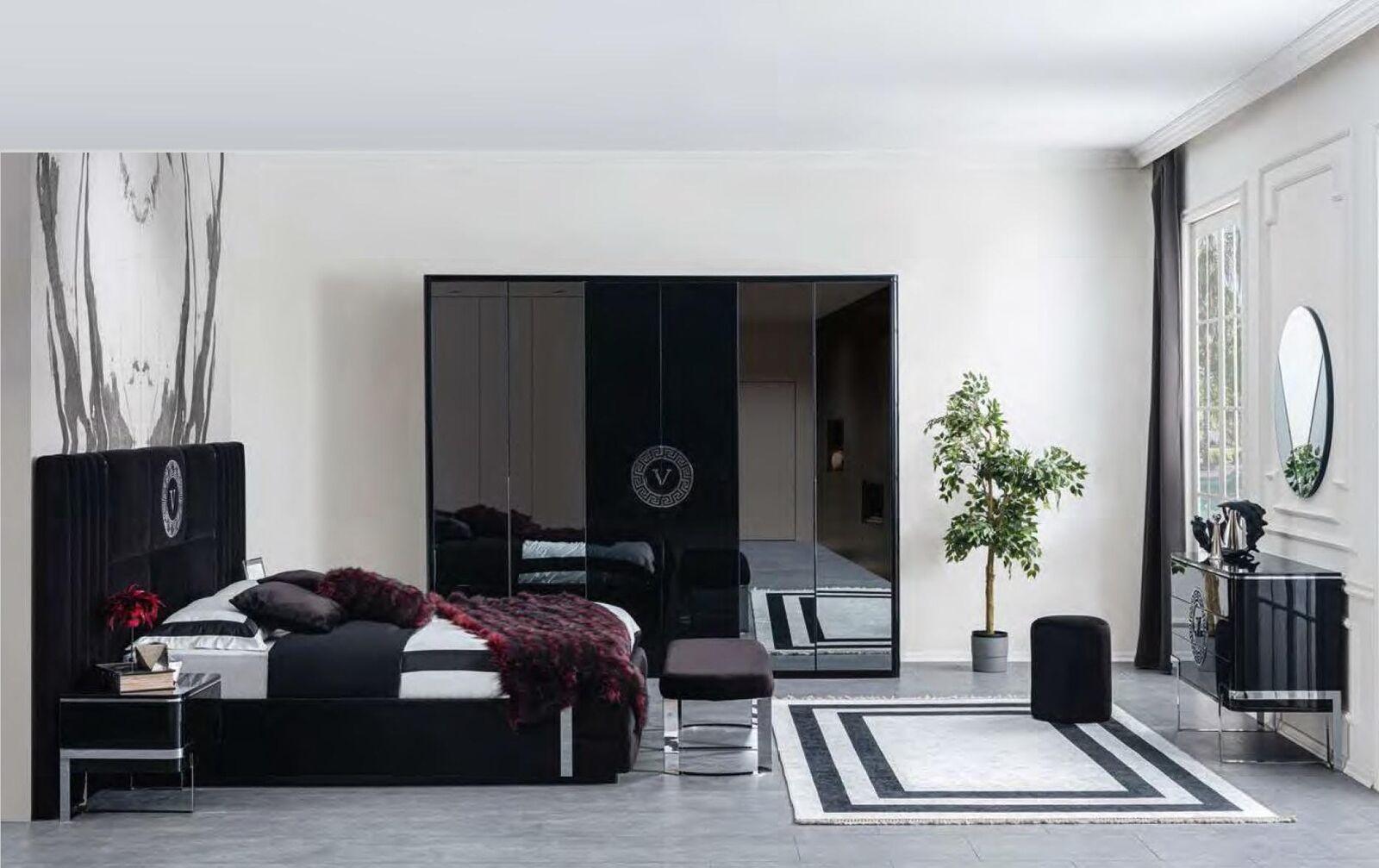 Modernes Schwarzes Schlafzimmer Bett Bettgestell Möbel Edelstahlelemente