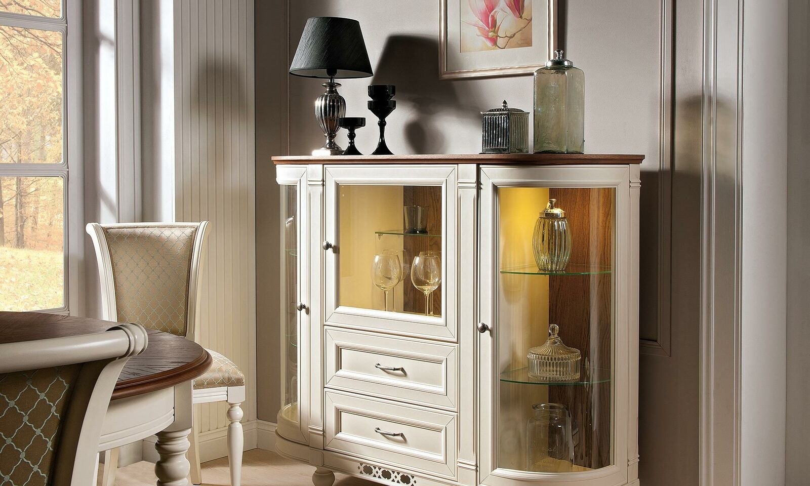 Vitrine Schrank Kommode Glas Regal Vitrinen Regale Holz Schränke Wohnzimmer