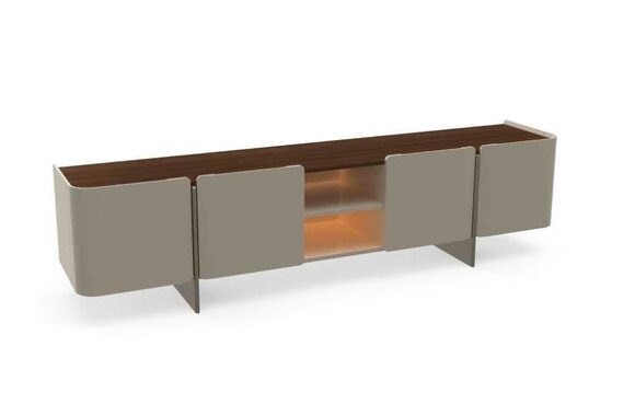 Moderne Wohnwand Wohnzimmer Design TV Ständer Luxus Grau Lowboard neu