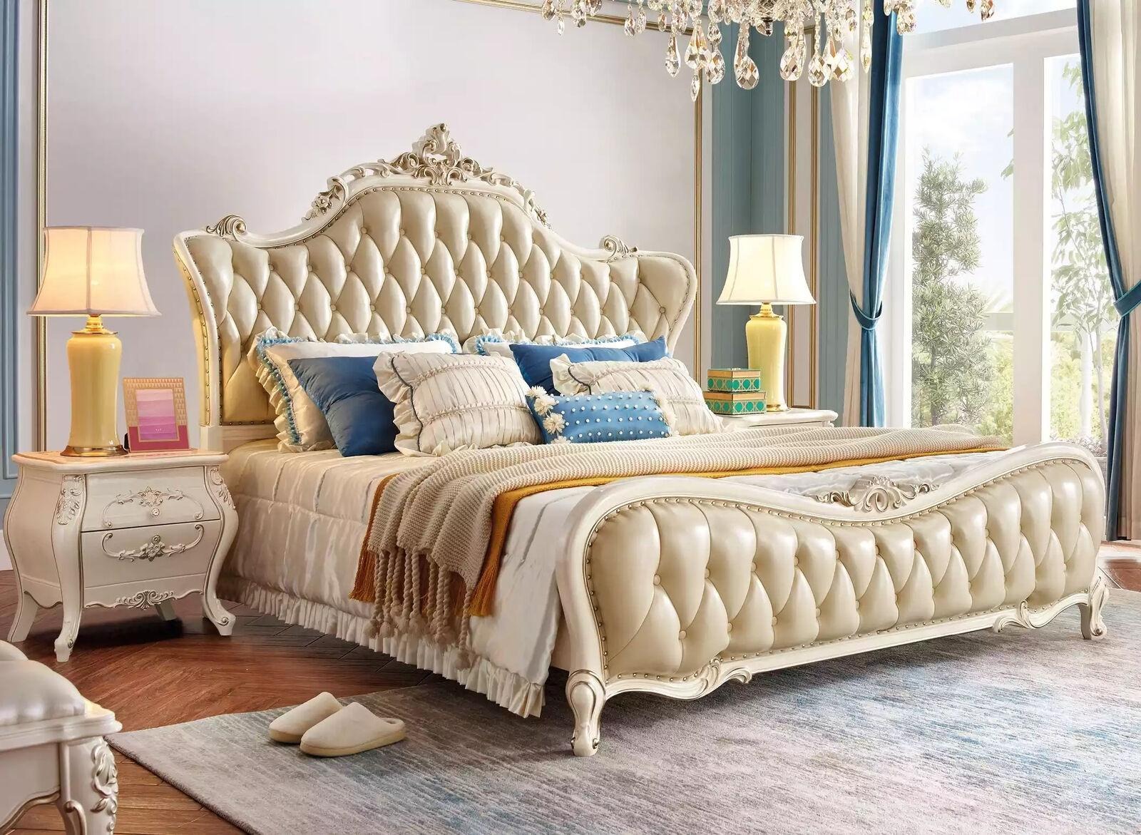 Schlafzimmer Set klassisch Bett chesterfield 2х Nachttische Massivholz 3tlg