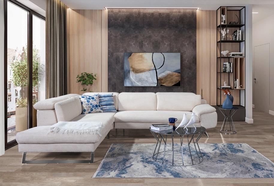 Weißes Eck-Polstersofa L-Form Sofas Wohnzimmer Moderne Wohnlandschaften