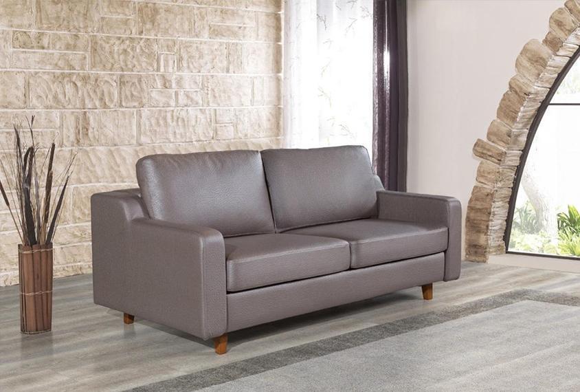Graues Ledersofa Designer 3-Sitzer Wohnzimmer Couchen Polster Möbel