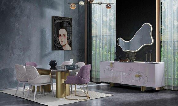Essecke Esszimmermöbel Essgruppe Esstisch Set Esszimmer 9tlg Rosa Holz