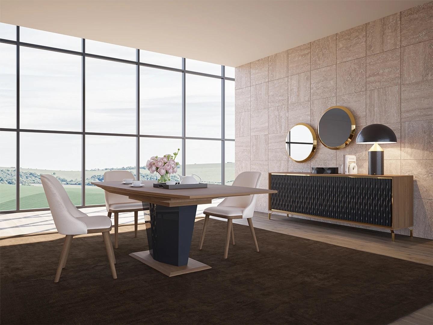 Essgruppe Modern Esstisch Esszimmer 6x Stühle Holz Möbel Luxus