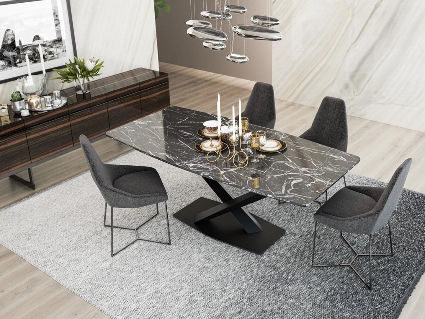 Esszimmer Set Esstisch 4x Stühle Luxus Tisch Design Komplett Holz Möbel