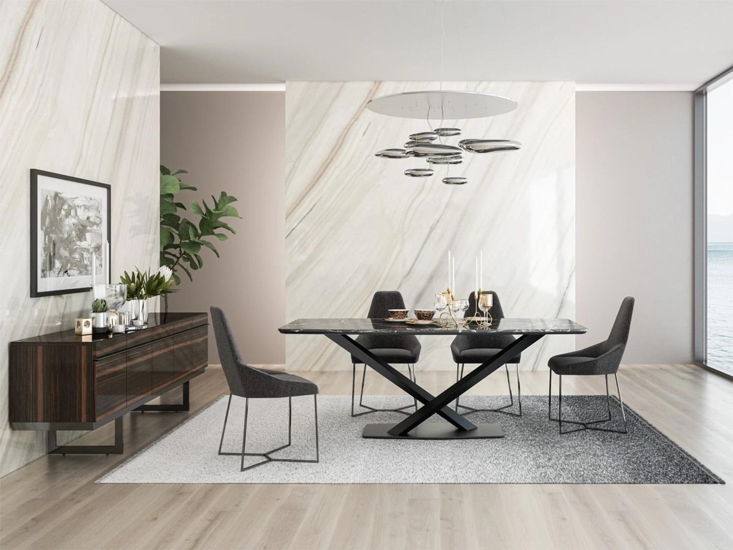 Esszimmer Set 6tlg Esstisch 4x Stühle Komplett Sideboard Design Möbel Holz