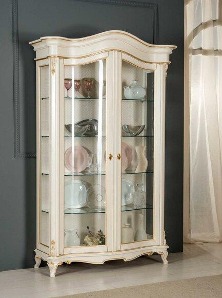Vitrinen Glas Schrank Vitrine Wohnzimmer Holz Anrichte Italienische Möbel Regal