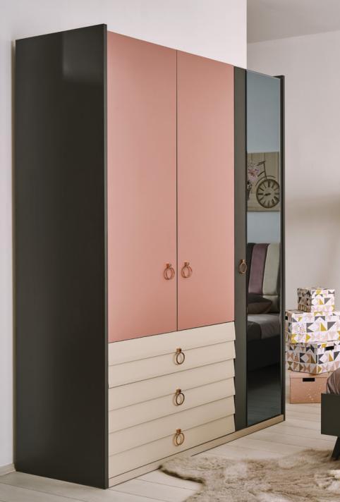 Moderner Kleiderschrank Schrank Holz Schränke Glas Schlafzimer neu