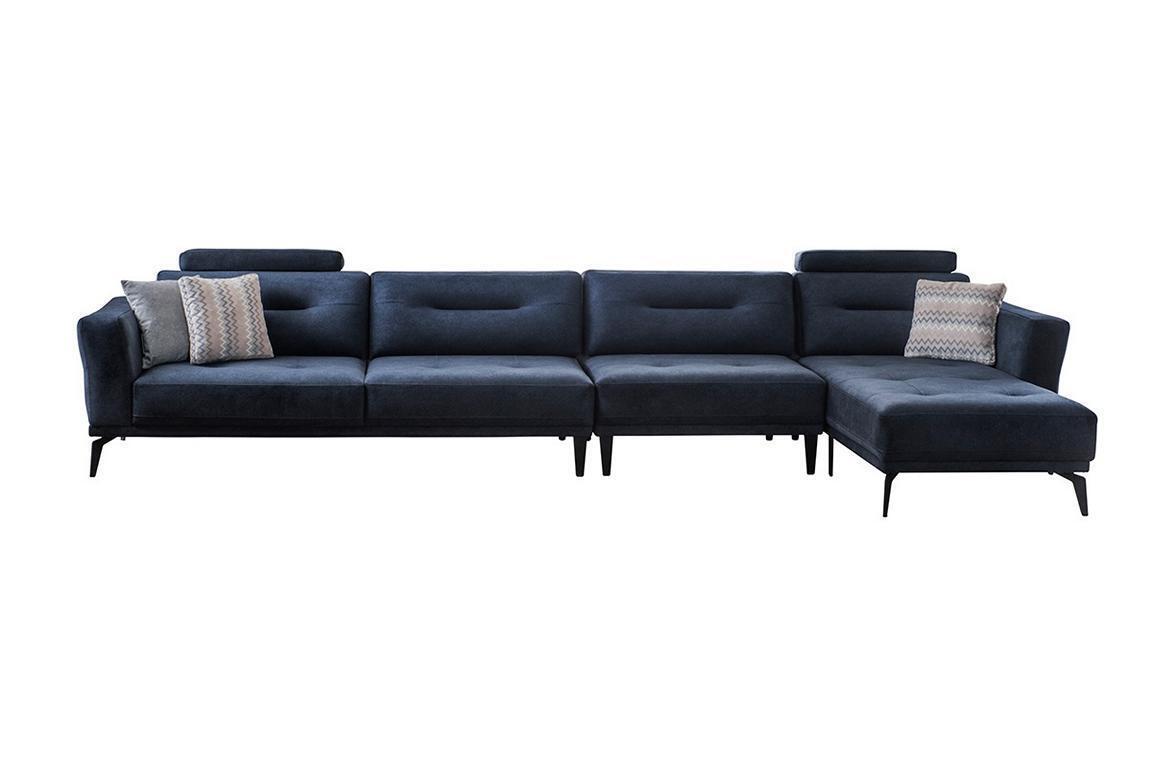 Massive Wohnzimmer L-Form Dunkelblau Ecksofa Modern Luxus Design