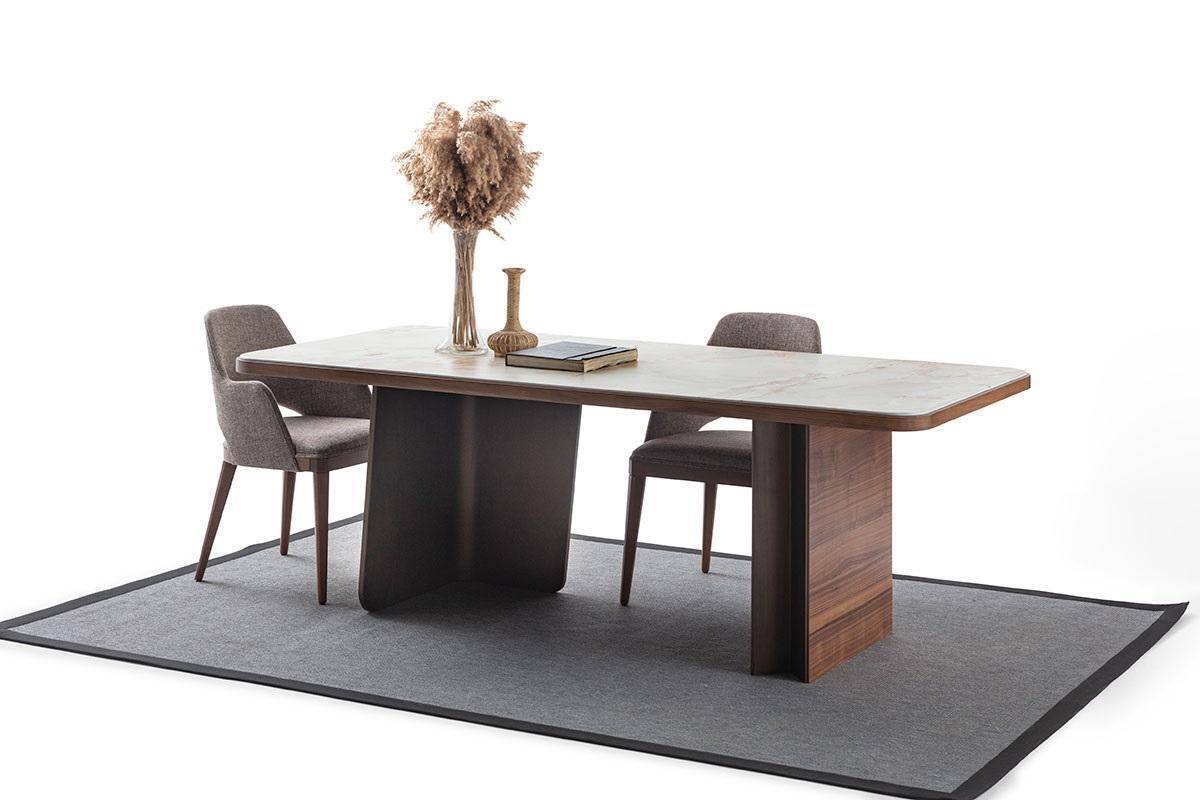 Esszimmer Set 5tlg. Esstisch 4x Stühle Modern Design Braun Luxus Set