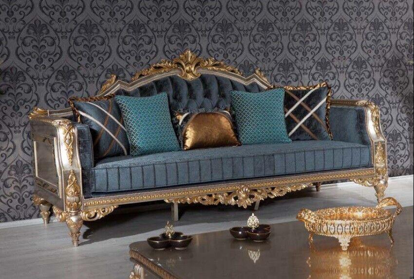 Chesterfield 3 Sitzer Designer Sofa Luxus Polster Sofas Stoff Textil Dreisitzer