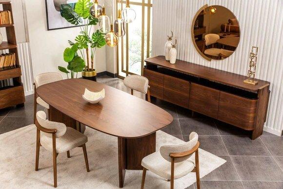 Essgruppe Essecke Esszimmer Esstisch Stühle Braun Anrichte Set 9tlg