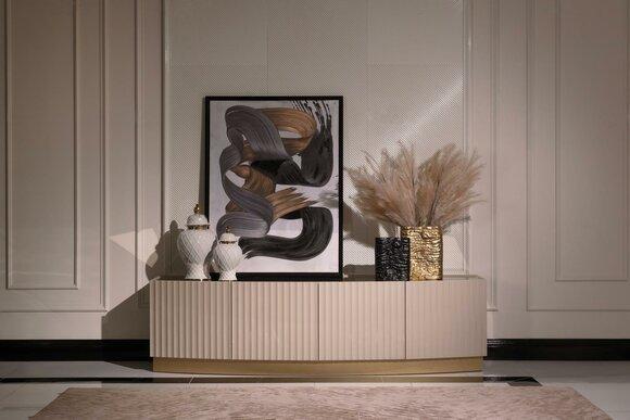 Sideboard Anrichte Schrank Holzschrank Holz Beige Wohnzimmer