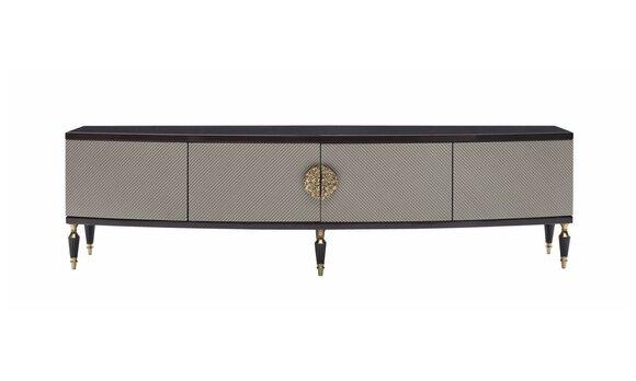 Sideboard RTV Lowboard TV Ständer Schrank Holz Grau Wohnzimmer