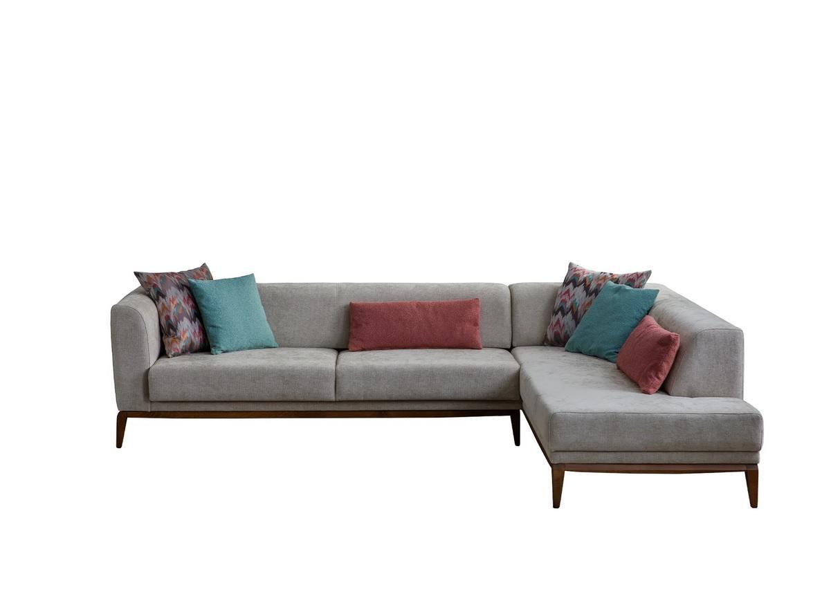 Graues Ecksofa L-Form Wohnlandschaft Wohnzimmer Couchen Luxus Sofas