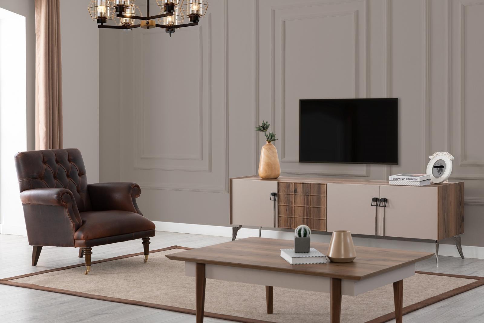 Wohnzimmer Designer Set Luxus Couchtisch Moderner TV-Schrank 2tlg Neu