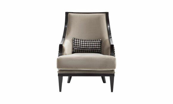 Sessel Ohrensessel Einsitzer Sitzer Stoff Grau Wohnzimmer Klassischе