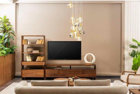 Wohnwand TV Ständer Bücherregale RTV Lowboard Sideboard Braun Holz Set