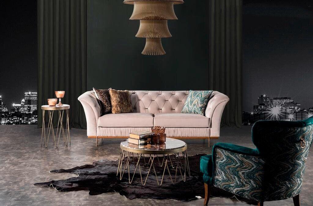 Für Wohnzimmer Luxuriöses Set Sofa+Sessel Bequem Textil Modern Neu