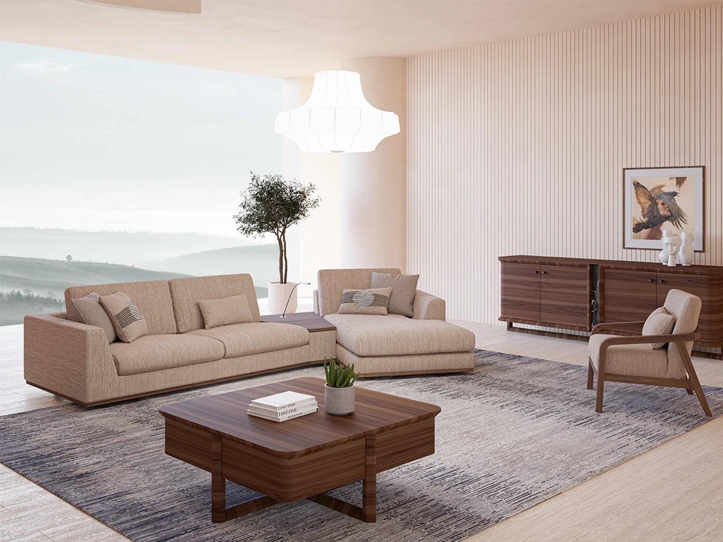 Wohnzimmer Set 2tlg Komplett Ecksofa L-Form Relax Möbel Sessel Modern Textil