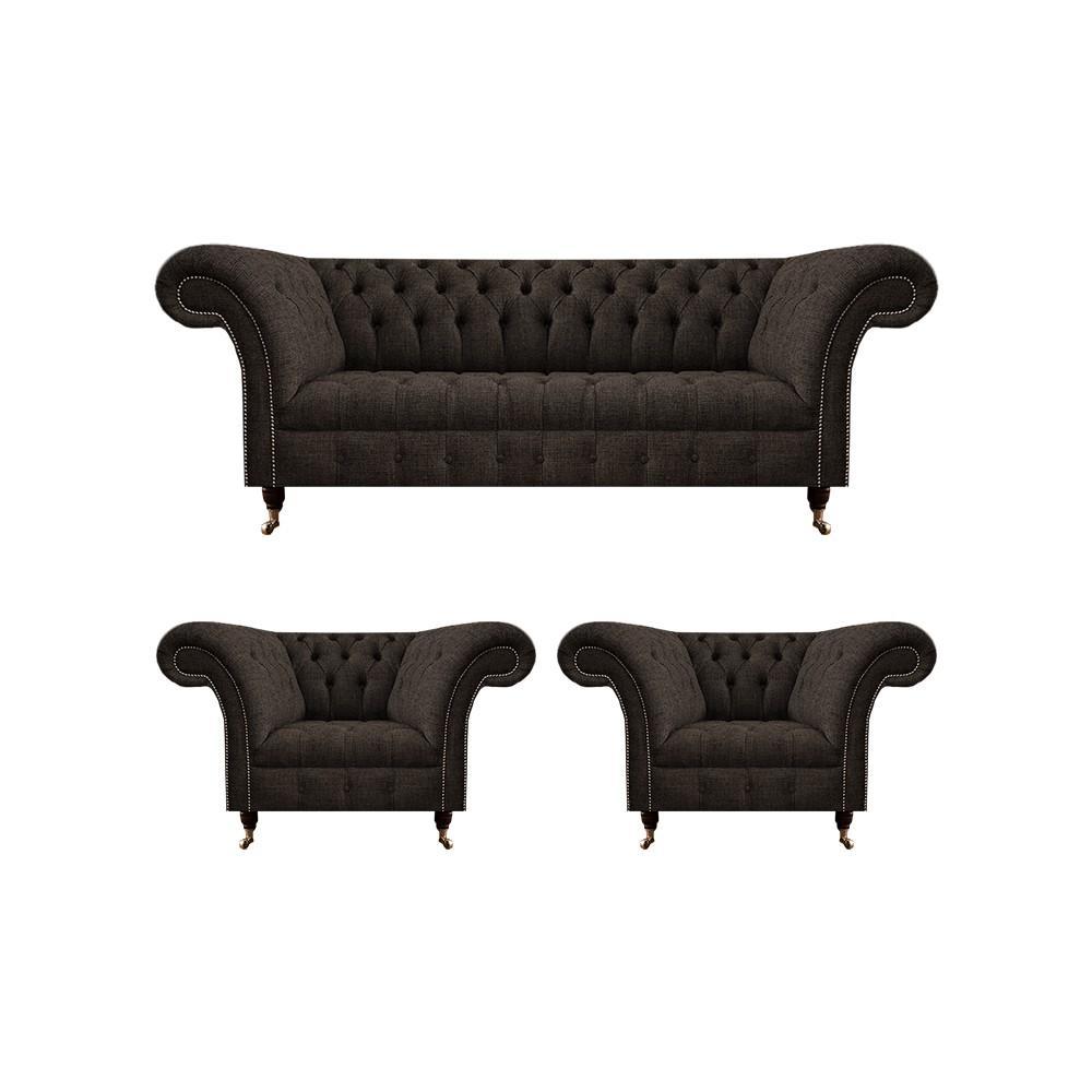 Polstermöbel Chesterfield Wohnzimmer Set 3tlg Luxus Komplett Designer