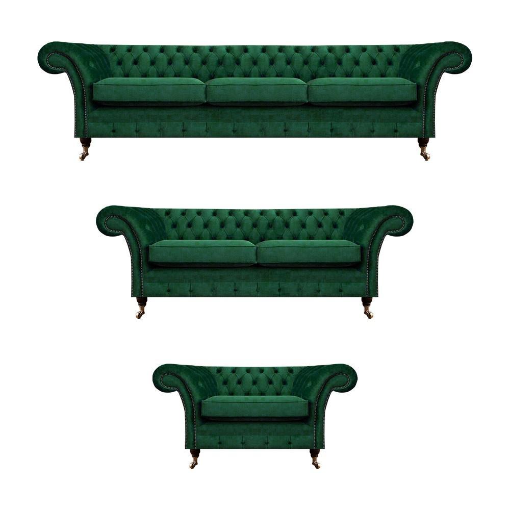 Chesterfield Sofagarnitur 3tlg Polstermöbel Grün Einrichtung Wohnzimmer 3+2+1