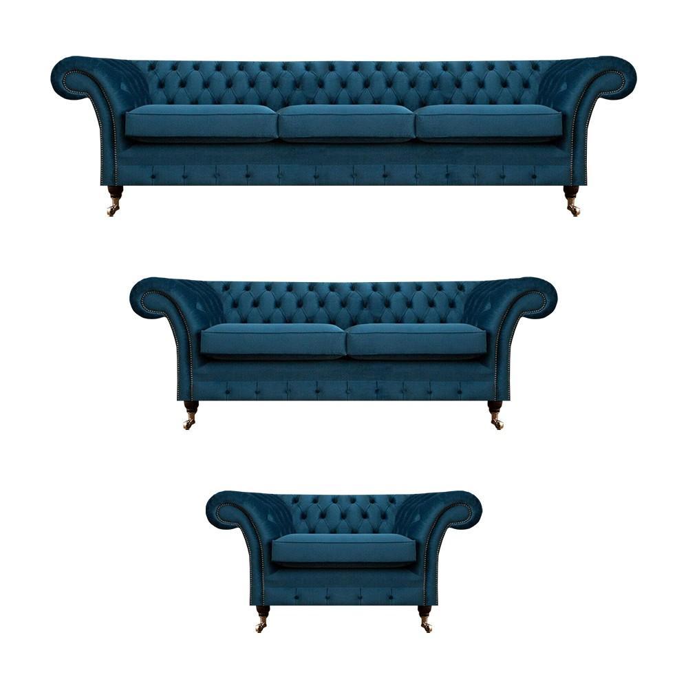 Designer Chesterfield Sofagarnitur Sofas Couch Polster Set Wohnzimmer 3+2+1