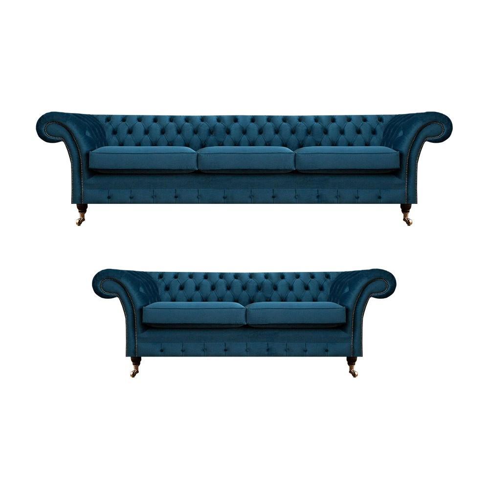 Sofagarnitur Chesterfield Textilsofa Sofas Couch Polster Sessel Wohnzimmer