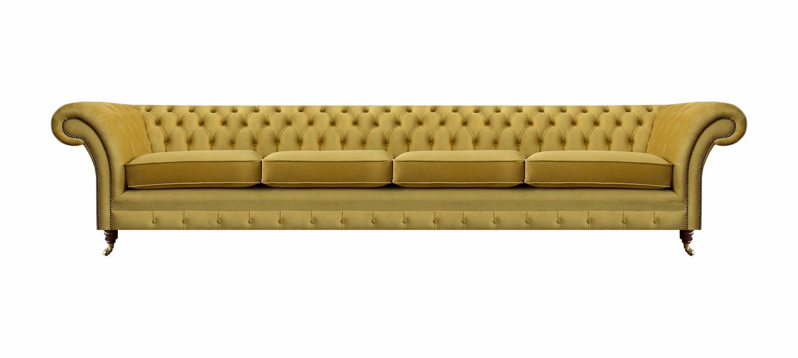Wohnzimmer Gelb Sofa Viersitzer Couch Chesterfield Polstersitz Einrichtung