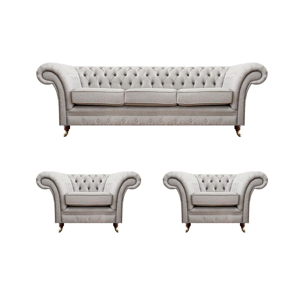 Luxus Einrichtung Neu Sofagarnitur Wohnzimmer Set 3tlg Grau Chesterfield