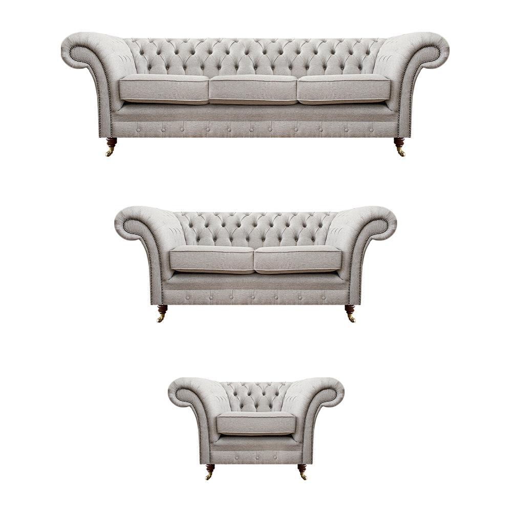 Wohnzimmer Sofas Komplett Sessel Luxus Sitz Grau Chesterfield Polstermöbel