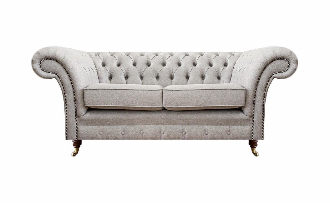 Polstermöbel Grau Zweisitzer Sofa Couch Wohnzimmer Chesterfield