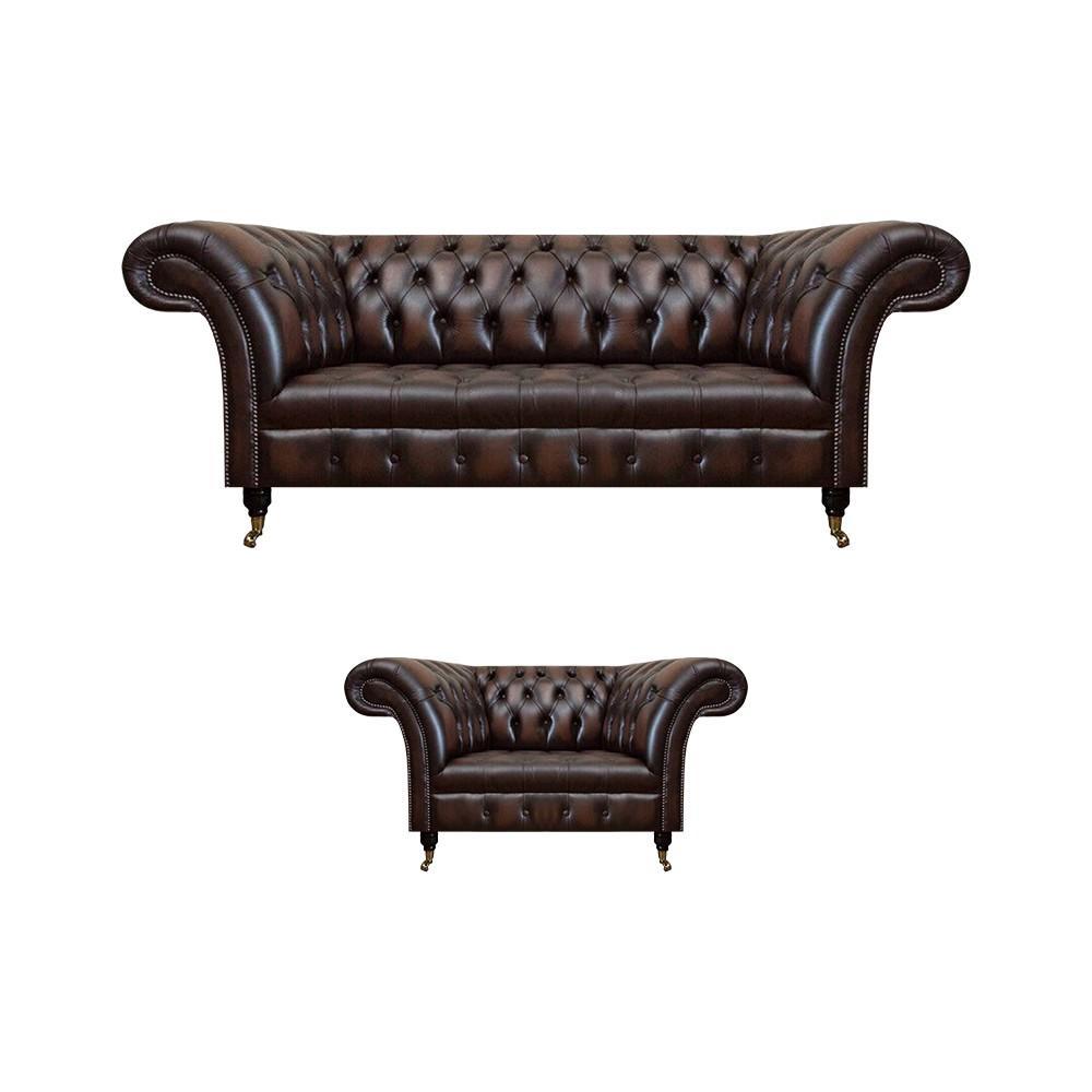 Wohnzimmer Set 2tlg Dreisitzer Sofa Couch Chesterfield Sessel Neu Polstermöbel