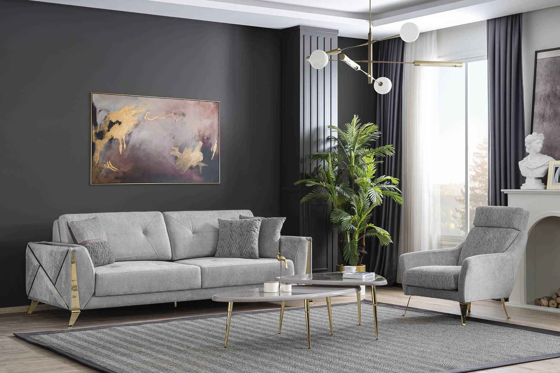 Polstergarnitur Designer Sofas 3-Sitzer Luxus Sessel Couchtische 4tlg