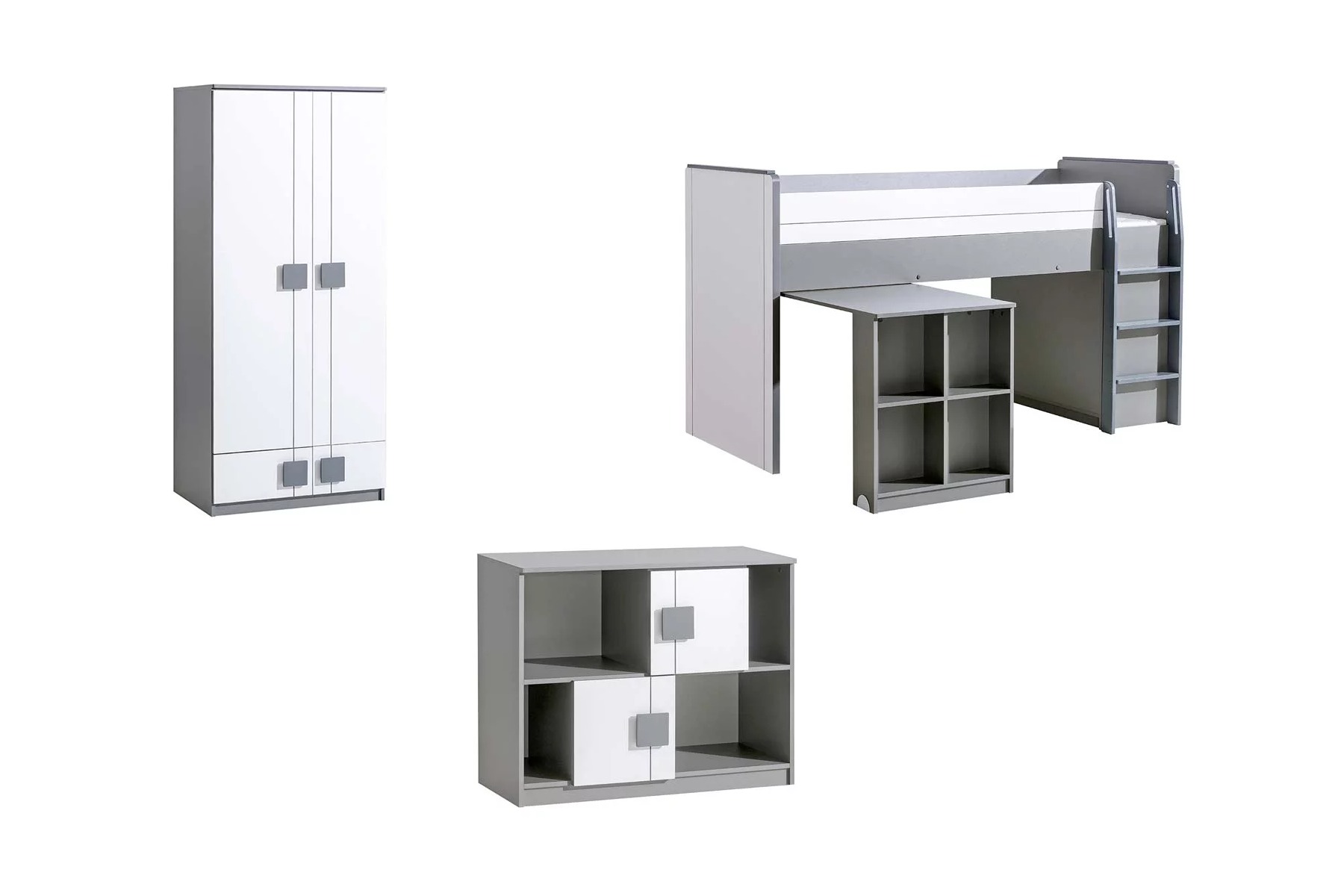 Komplett Jugendzimmer Kinderzimmer Set Schreibtisch Multifunktionsbett Schrank