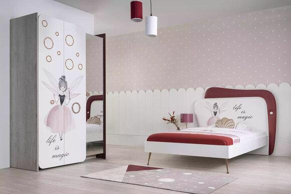 Komplette Holz Kinderzimmer Garnitur Bett Kleiderschränke Nachttische