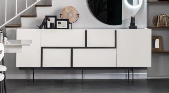Robuste Schwarz-Weiße Anrichte Esszimmer Designer Holz Kommode Möbel
