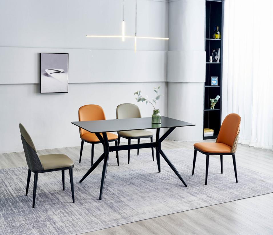 Esszimmer Set Designer Esstisch 4x Polsterstühle Edelstahl Möbel 5tlg