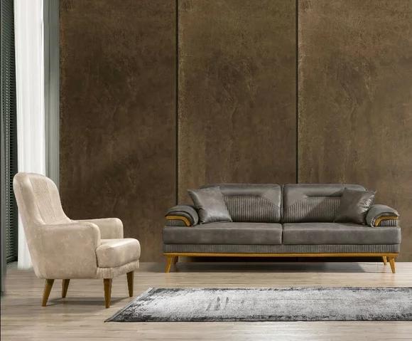 Moderne Wohnzimmer Stoffsofas Exklusive Couchgarnitur 3+1 Sitzer 2tlg