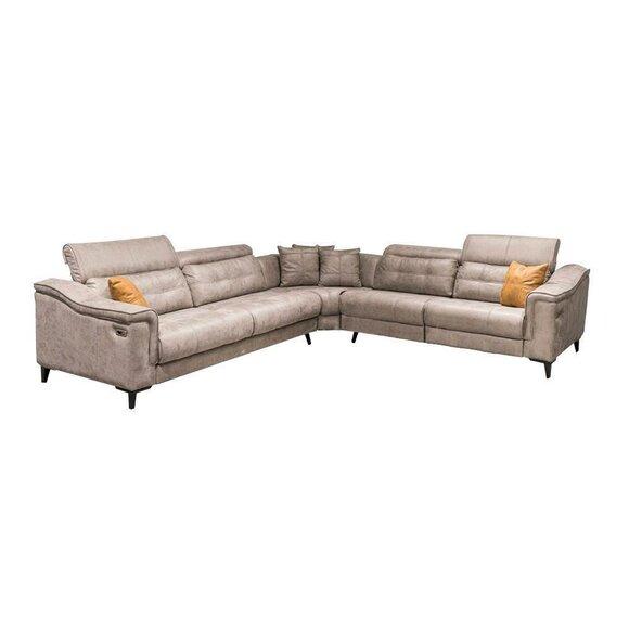 Robustes Graues Ecksofa Wohnzimmer L-Form Ledersofa Designer Couchen