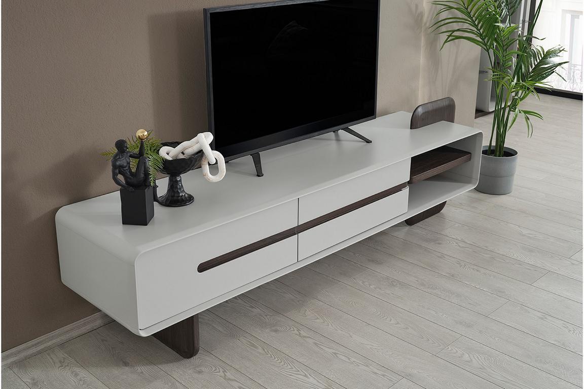 Weißes Lowboard Modernes RTV 2-türiges Wohnzimmer Sideboard Holzmöbel