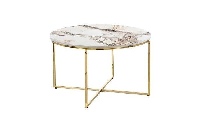 Couchtisch modern Wohnzimmermöbel minimalistische Metalltischplatte Beige Neu