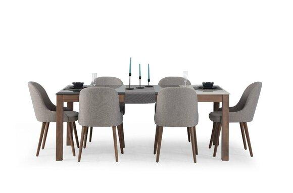 Exklusive Esszimmer Set Besteht aus Esstisch und 6x Stühle Schwarz 7tlg