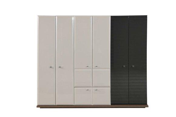 Weiß-Schwarzer Kleiderschrank Robuster 6-türiger Holzschrank Edle Möbel