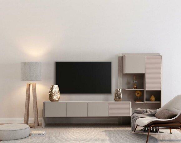 Stilvoller TV-Schrank Beiges Sideboard Luxuriöse Wohnzimmer Kommode