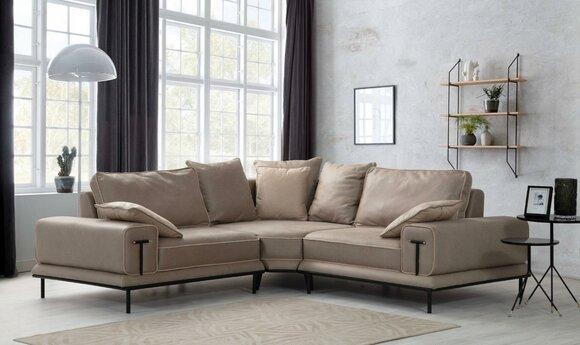 Modernes L-Form Beiges Ecksofa Stilvolle Wohnzimmer Designer Couch Neu