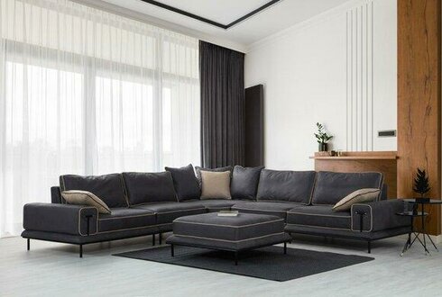Moderne Wohnzimmer Wohnlandschaft Designer Polster Hocker 2tlg Set Neu